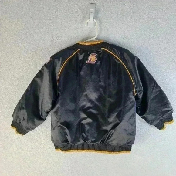 VTG Nike Team Youth LA Lakers Satin Jacket Purple Snap Button Up Y2K Sz 3T - Picture 2 of 6